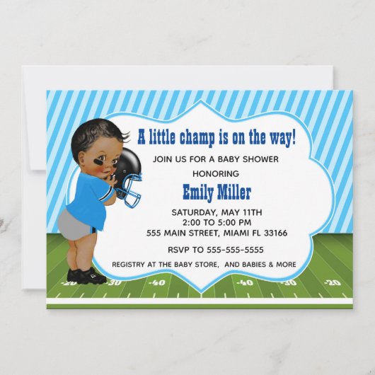 Baby shower de football américain invitation -d (Devant)