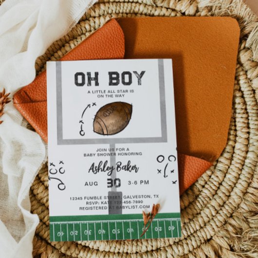 Baby shower de football aquarelle Invitation