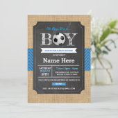 Baby shower de football  de garçon bleu Invitation (Debout devant)