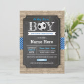 Baby shower de football  de garçon bleu Invitation (Debout devant)