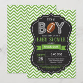 Baby shower de football Invitation Boy Green Chevr (Devant / Derrière)