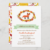 Baby shower de Fox de bois Invitations / forêt vie (Devant / Derrière)