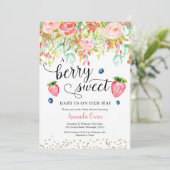 Baby shower de fraise Blueberry Invitation (Debout devant)