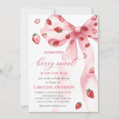 Baby shower de fraise Coquette Bow Invitation (Devant)