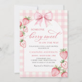 Baby shower de fraise Coquette Bow Invitation (Devant)