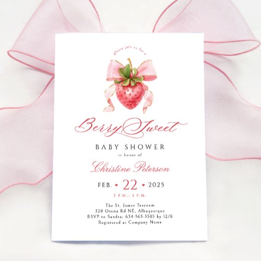 Baby shower de fraise Coquette Invitation