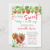 Baby shower de fraise Invitation fille (Devant)