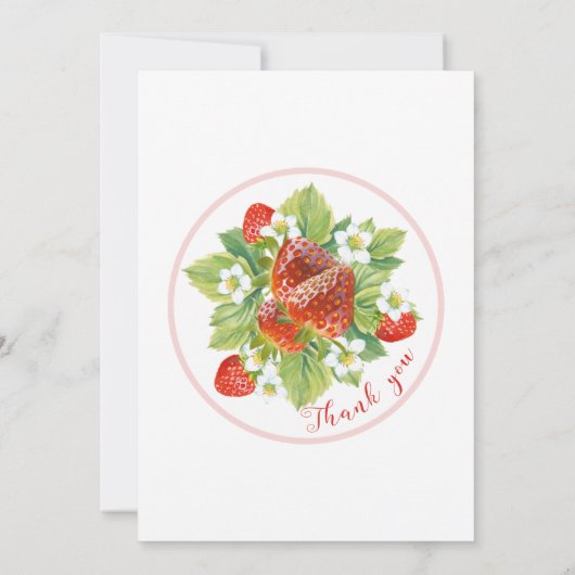 Baby shower de fraise Invitation fille (Dos)