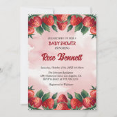 Baby shower de fraises Berry Adorable Invitation (Devant)
