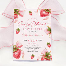 Baby shower de fraises Coquette Invitation
