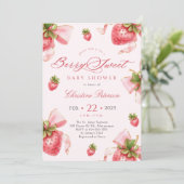Baby shower de fraises Coquette Invitation (Debout devant)