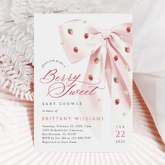 Baby shower de fraises de Bow rose Invitation