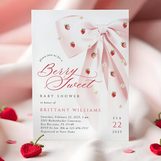 Baby shower de fraises de Bow rose Invitation