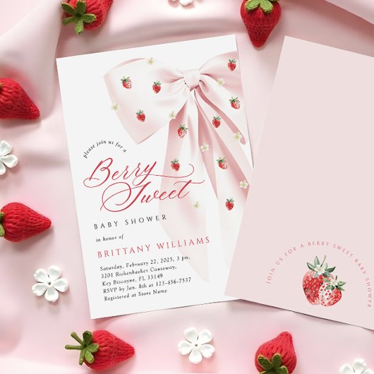 Baby shower de fraises de Bow rose Invitation