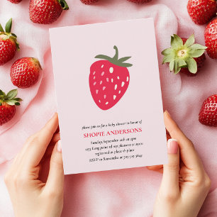 Baby shower de fraises rouge et rose Invitation