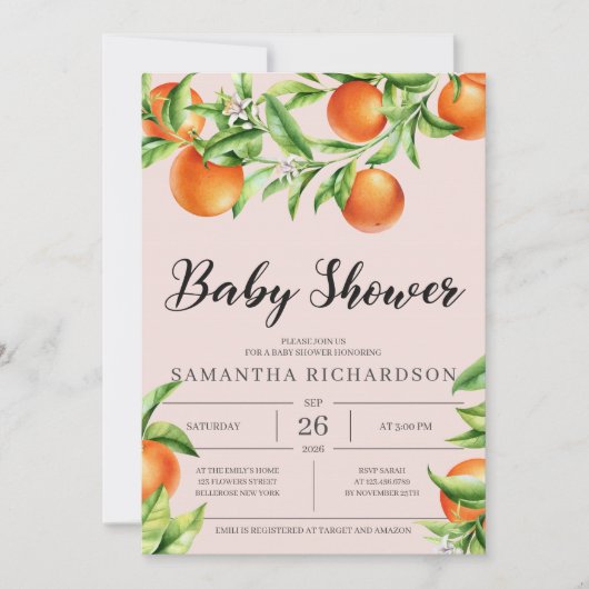 Baby shower de fruits frais d'agrumes Invitation n (Devant)