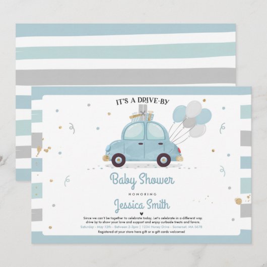 Baby shower  de garçon Invitation Baby shower (Devant / Derrière)