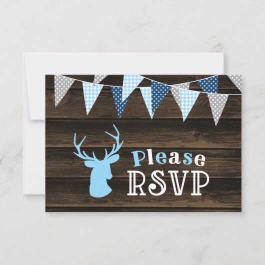 Baby shower de garçon RSVP Rustic Wood Blue (Devant)