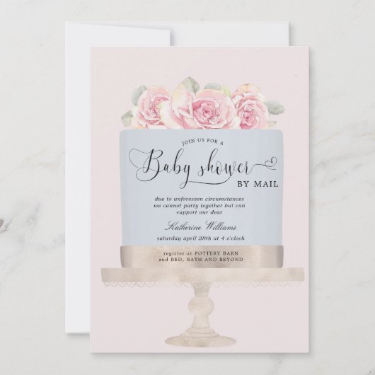baby shower de gâteau fleuri par mail invitation (Devant)