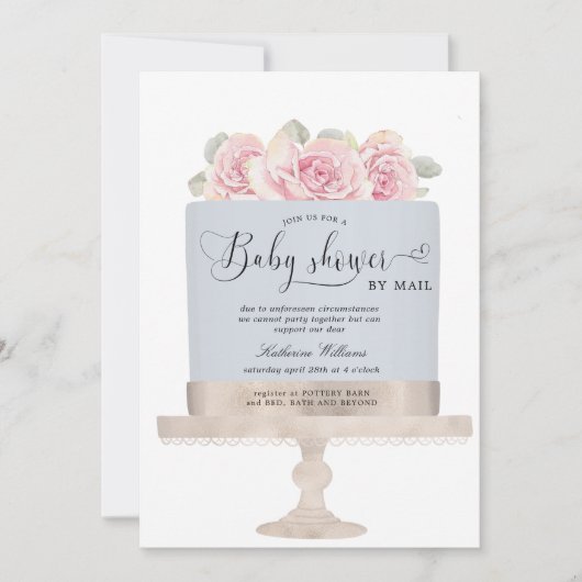 baby shower de gâteau fleuri par mail invitation (Devant)
