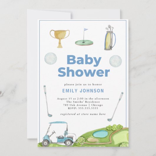 Baby shower de golf Boy Invitation (Devant)