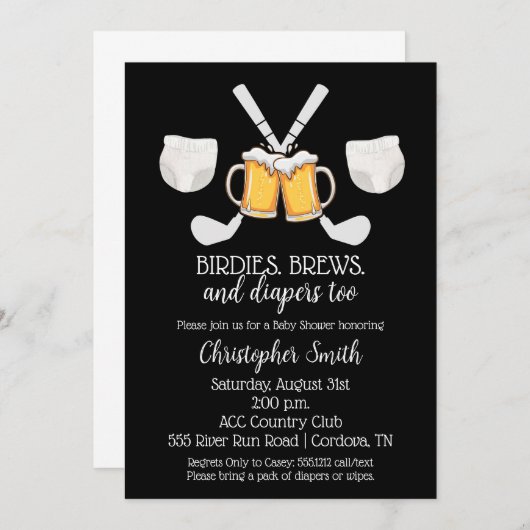 Baby shower de golf Invitation (Devant / Derrière)