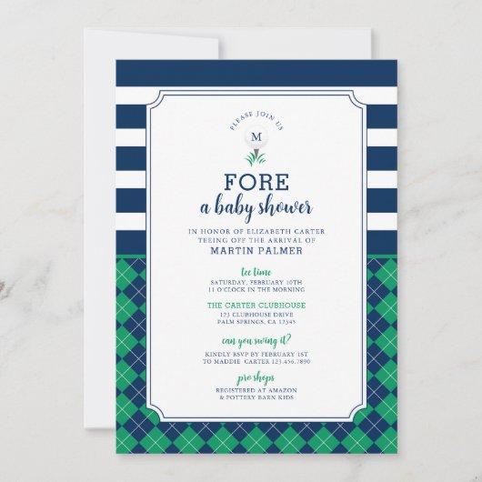 Baby shower de golf Invitation (Devant)