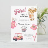 Baby shower de golf rose Invitation Rose (Debout devant)