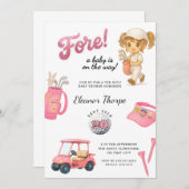 Baby shower de golf rose Invitation Rose (Devant / Derrière)