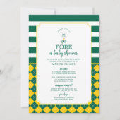 Baby shower de golf vert et jaune Invitation (Devant)