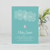 Baby shower de gouttelettes Invitation Aqua/Rose (Debout devant)