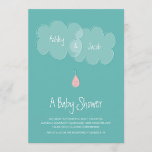 Baby shower de gouttelettes Invitation Aqua/Rose