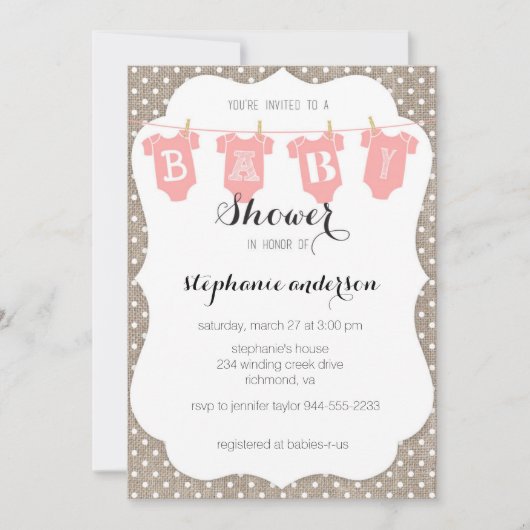 Baby shower de Invitation de ligne de fermeture Co (Devant)
