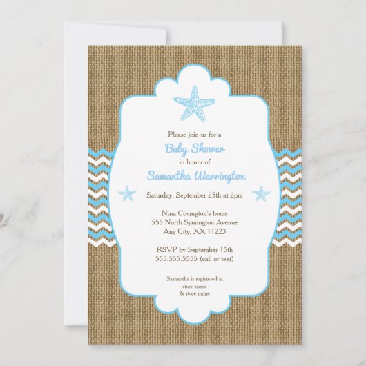 baby shower de invitation de poisson étoilé (Devant)