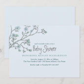 Baby shower de jardin moderne bleu Invitation (Devant / Derrière)