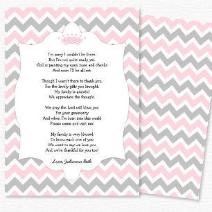 Baby shower de la Couronne rose Merci note avec po