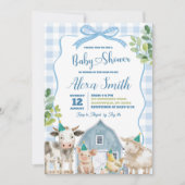 Baby shower de la ferme Blue Boy Invitation (Devant)