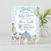 Baby shower de la ferme Blue Boy Invitation (Debout devant)