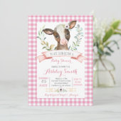 baby shower de la ferme de vache Invitation fille  (Debout devant)