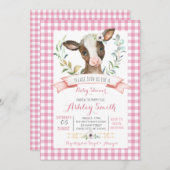 baby shower de la ferme de vache Invitation fille  (Devant / Derrière)