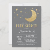 Baby shower de la Lune Invitation Parties scintill (Devant)