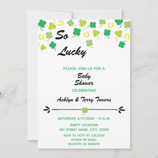Baby shower de la Saint-Patrick Invitation (Devant)