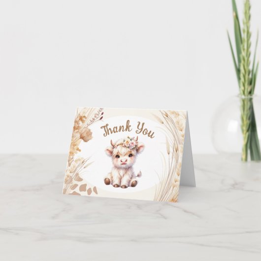 Baby shower de la vache Sainte Boho Carte de remer (Devant)