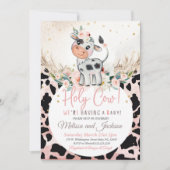 Baby shower de la vache Sainte Invitation Vache Bo (Devant)