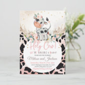 Baby shower de la vache Sainte Invitation Vache Bo (Debout devant)