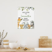 Baby shower de la verdure Safari Animaux Affiche d (Cuisine)