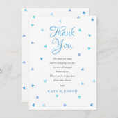 Baby shower de l'amour bleu poème Merci (Devant / Derrière)