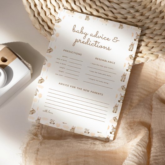 Baby shower de lapin bébé - Prédictions et carte d