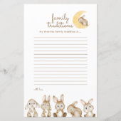 Baby shower de lapin bébé - Prédictions et carte d (Dos)