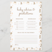 Baby shower de lapin bébé - Prédictions et carte d (Devant)